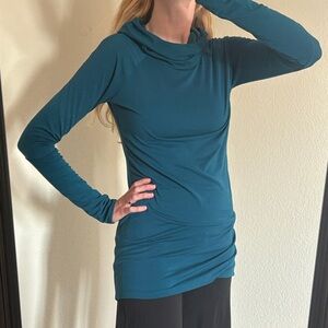 Athleta Teal Long Sleeve Cowl Neck Tunic